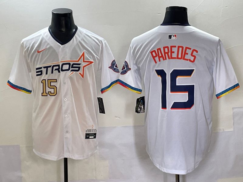 Men Houston Astros #15 Paredes White Fourth generation Joint Name 2025 Nike MLB Jersey style 2->houston astros->MLB Jersey